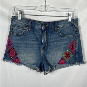 Free People Pink Embroidered Denim Shorts size 26